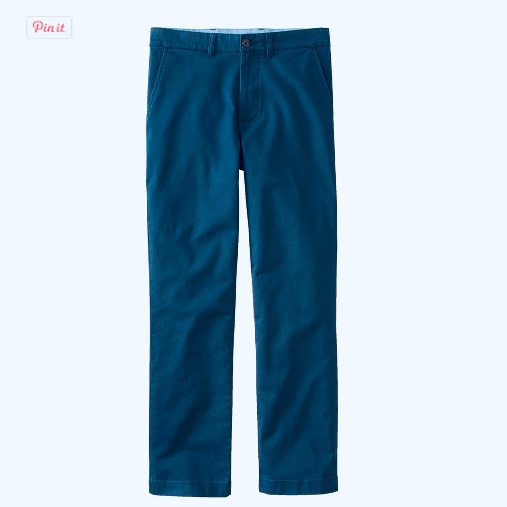 L.L. Bean Lakewashed Cotton Khakis Standard Fit Straight Leg Mariner Blue 33x32